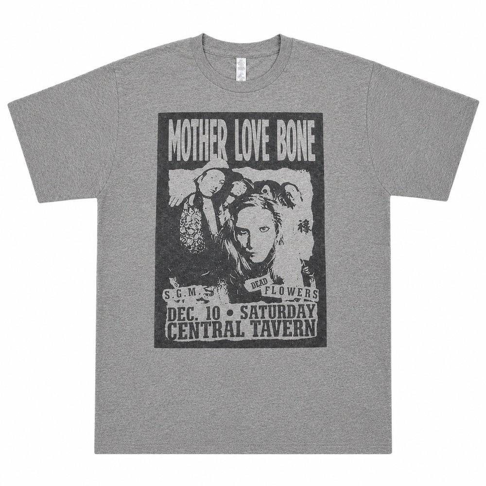 Mother Love Bone Central Tavern Concert Graphic T-Shirt Mens Heather Grey